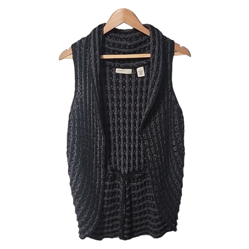SLEEPING ON SNOW ANTHROPOLOGIE Cocoon Wool Sweater Vest S M Crochet Cardigan - Picture 10 of 16